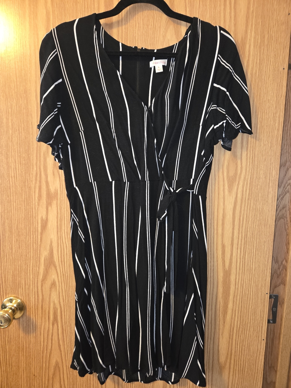 Xhilaration Black and White Striped Midi Dress